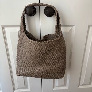 Melie Bianco Taupe Woven Hobo Bag